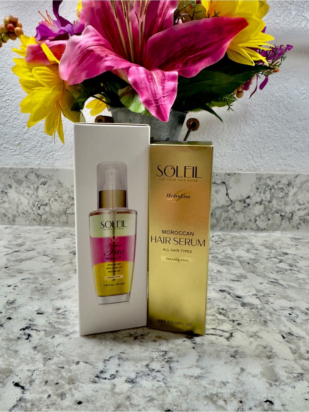 Soleil Moroccan Hair Serum & Trio Miracle Oil w/ coconut, Rose & Marula Oil